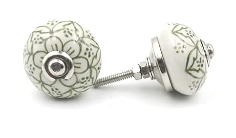 OSNICA Antique Ceramic Door Knobs Drawer Knobs Cabinet Knobs and Pulls - Hand Painted Furniture Home Decor Hardware Ceramic Pulls Set of (Grey)