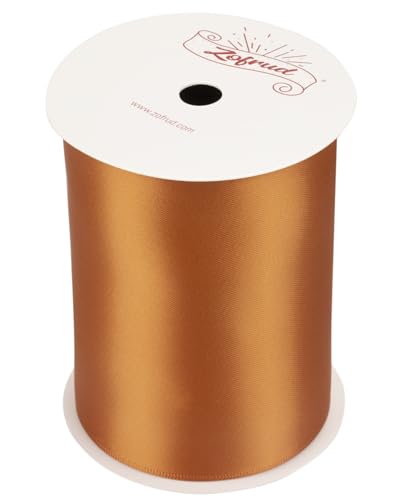 Zofrud Coper Satin Ribbon 100mm x 9 Meters - Large Ribbon Ideal for Bows Gift Wrapping, Flower Bouquet, and Crafts - Image 2