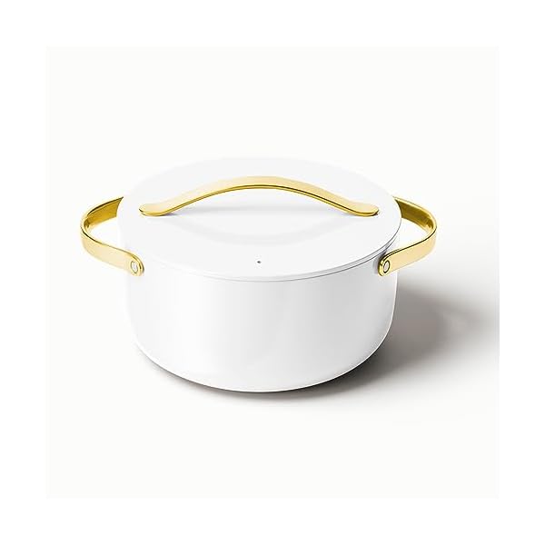 Caraway Nonstick Ceramic Dutch Oven Pot with Lid (6.5 qt, 10.5″) – Non Toxic, PTFE & PFOA Free – Oven Safe & Compatible with All Stovetops (Gas, Electric & Induction) – White