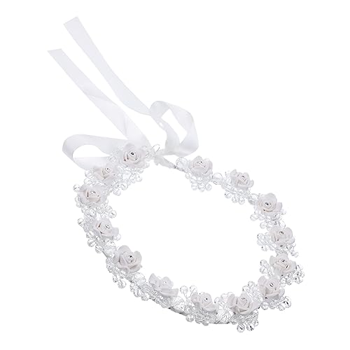 minkissy 白い手作り ソフト陶器ヘッドフラワーウェディングヘアアクセサリー ブライダルアクセサリー 花束 女性のヘアバンド 女性用ヘッドバンド 女性用ヘアアクセサリー 衣装 結晶