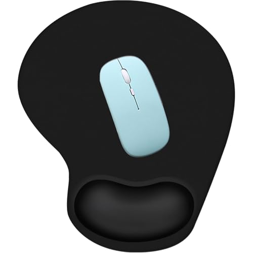 Ergonomic Mouse Mat Black Non-Slip Comfort Mouse Pad Mat with Gel Foam Rest Wrist Support For PC Laptop PU Base - Office Supplies Pain Relief