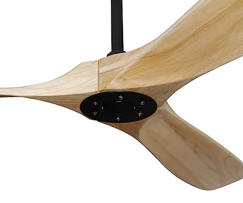 Goozegg 60 Inch Outdoor Ceiling Fan With Remote Control No Light 3 Natural Wood Blades Reversible Dc Motor, Matte Black #TOP1