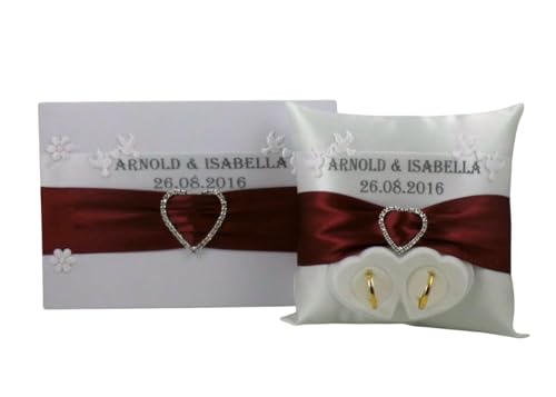 Guestbook + Ring pillow with name and date.20 colors