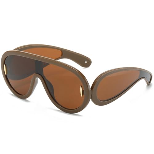 Lunettes de soleil de style futur anti éblouissement avec verres surdimensionnés thé
