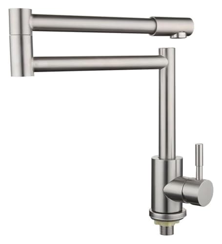 Robinet d'évier à levier unique pliable en acier inoxydable brossé durable - 2