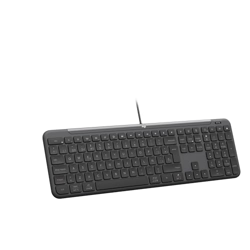 Logitech Signature Slim Wired K620 for Business, Teclado de tamaño Normal, USB-C Plug and Play, Estilo portátil, Teclas con Mecanismo de Tijera, Windows/Mac/Chrome/PC/portátiles - Grafito - QWERTY