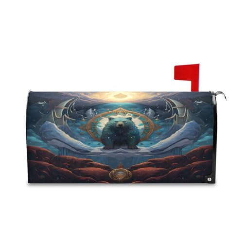 ALAZA Bear Magnetic Mailbox Cover MailWraps Garden Yard Home Decor for Outside Oversized-25.4