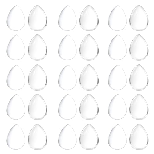 PATIKIL Transparent Glass Cabochons, 100Pcs 13x18mm Drop Shaped Glass Dome Tiles for Photo Pendant Jewelry Making Clear