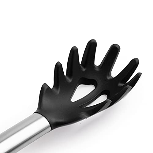 2 Pcs Pasta Fork Hot Target Silicone Spaghetti Servers - Durable Food Grade Stainless Steel Pasta Spoon Servers With Ergonomic Handle & Heat Resistant Design Bpa Free Spaghetti Strainer (Black) #TOP2
