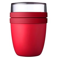 Mepal - Lunchpot Ellipse - Praktischer Joghurtbecher & Müslibecher - Unterteilung für Joghurt & Müsli - Geeignet für Gefrierschrank, Mikrowelle & Spülmaschine - 500 ml + 200 ml - Campus Red