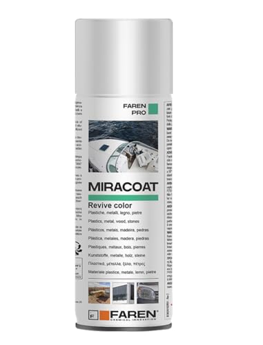 FAREN MIRACOAT,Spray Protettivo e Rigenerante,Ravviva Colore, per Plastica, Marmo, Granito, Pietra, Cemento, Metalli Lucidati e Cromati, Senza Siliconi, 400ml