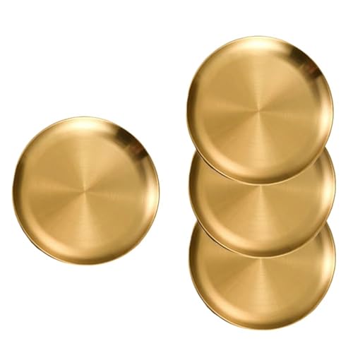 Bandeja Multiusos de Acero Inoxidable 4 Platos Redondos de Acero Inoxidable, bandejas Poco Profundas 20/23/26/30 cm, for Camping, Picnic y Utensilios Cocina(30cm)