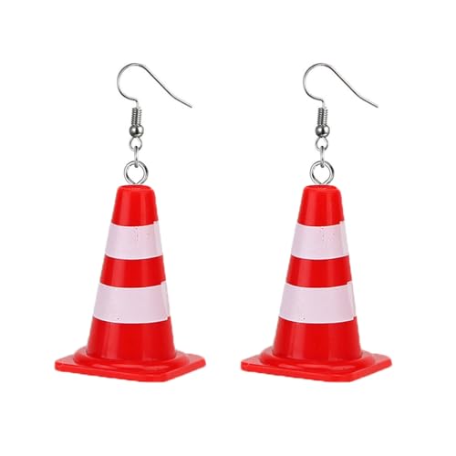 Creative Traffic Cone Dangle Earrings for Women Charm Statement Jewelry Traffic Warnings Lightweight Earrings for Friends Fishhook Earring