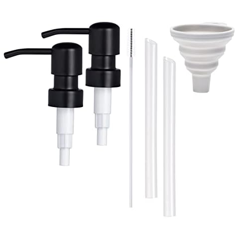 Easy Tang Durable 304 Rust Proof Stainless Steel Pump Head, Kitchen Soap Dispenser Pump Replacement for Regular Mouth Bottle (Black,2 Pack) Cover