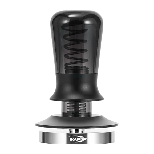 Image of IKAPE 53mm Semi-Transparent Coffee Tamper for Espresso, Spring Calibrated with Threaded Premium Stainless Steel Base, Suitable for 54mm Breville Bottomless Portafilters(New Upgrade)