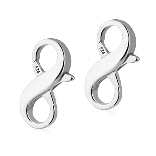 2pcs 14mm Fermoirs Mousqueton Double, Fermoir Mousqueton Argent Sterling 925 Fermoir Mousqueton Bracelet Fermoir Bijoux pour Bricolage Fabrication et Réparation de Bijoux (Or Blanc) Cover