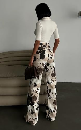 PIRAL The Cow Jeans – Women’s High Rise Straight Fit Jeans, 100% Cotton, Bold Animal Print Denim, 34" Inseam4