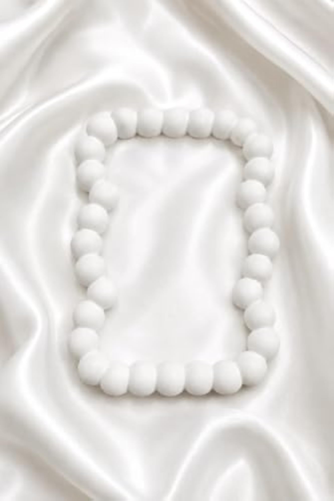 Decorative White Bead Tray, Rectangular Resin Organizer