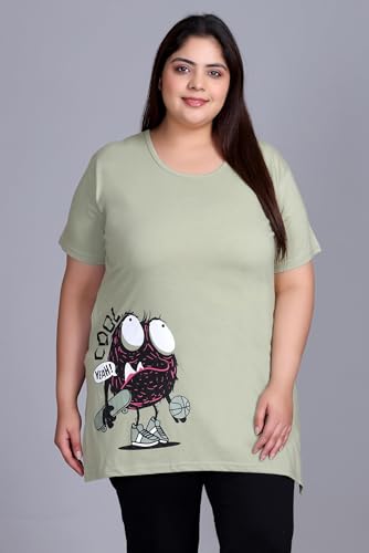 Image of In Love Women's Plus Size Longline T-Shirt with Side Pocket, 3 /4 Sleeve, Crew Neck