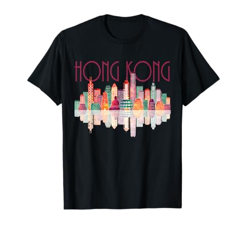 Hong Kong Travel Harbor Night City Line T-Shirt