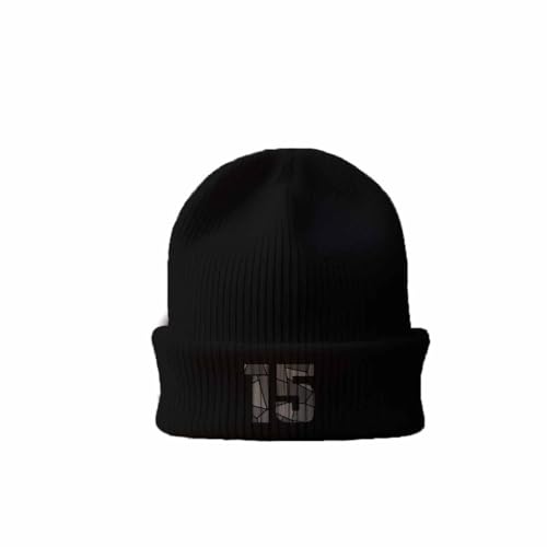 Bonnet 15 Number cuffed beanie noir bonnet à revers chaud pour homme et femme