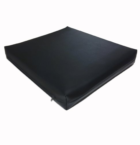 Dibapur Cojín para silla de ruedas aprox. 45 cm x 40 cm x 5 cm, funda de piel sintética negra (retardante de llama), viscoelástico, antidecúbito, cojín de asiento