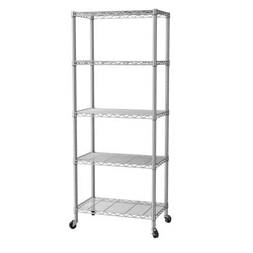 SINGAYE 5 Shelf Storage Wire Shelves Closet Bathroom Organizers Metal