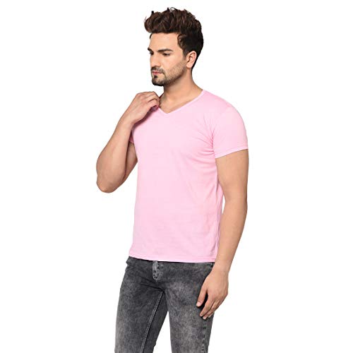 Image of Men's Cotton Blend Half Sleeve V Neck Tshirt