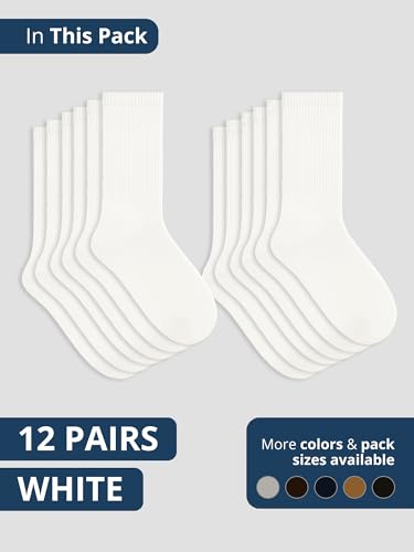 Special Essentials Diabetic Socks for Men & Women – 12 Pairs of Non-Binding Moisture-Wicking Neuropathy Socks – Crew Length