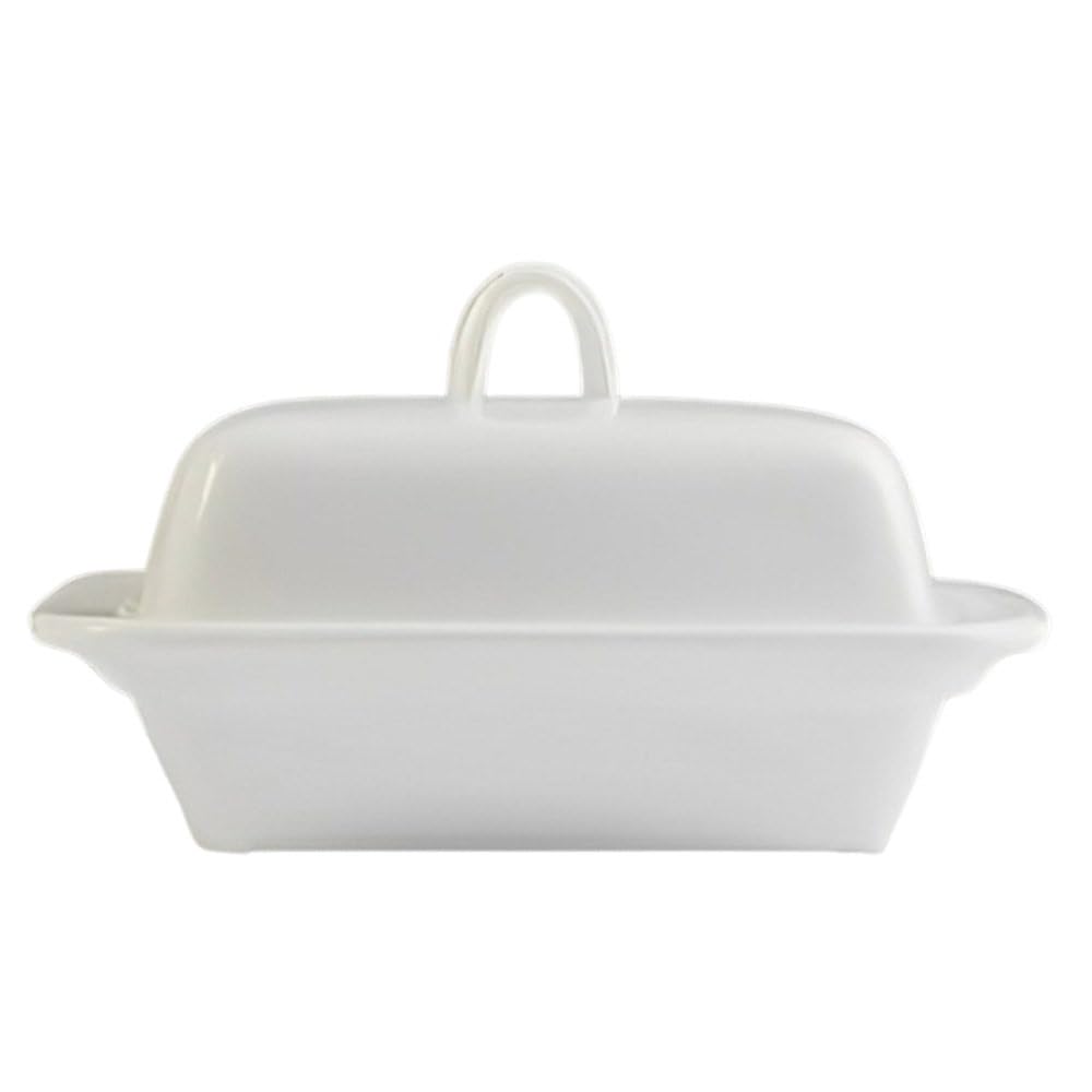 Acense Ceramic Butter Dish Classic White, Multi-Purpose, Microwave, Durable, Stain-Resistant