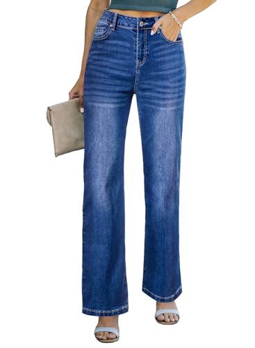 Sidefeel Women's Wide Leg Jeans Casual High Waisted Straight Denim