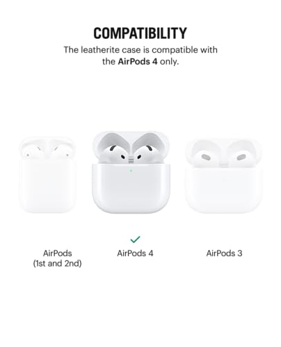 Image of Dailyobject Leatherite AirPods Case Cover Compatible with Apple AirPods 4 | Durable Leatherite Material | Shock Resistant & Lightweight | Compatible Wireless Charging | Stylish Design - (Black)