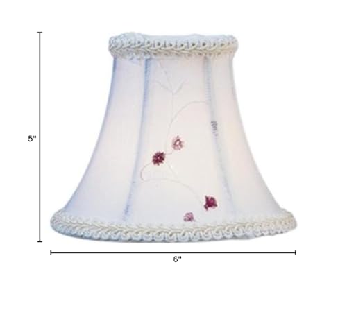 Image of Livex Lighting S221 Chandelier Shade with White Embroidered Floral Silk Bell Clip Shade from Chandelier Shade Series - White Embroidered Floral Silk Bell Clip Shade