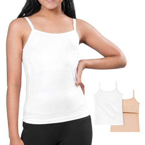 Image of Lily Chic Lightly Padded Camisole for Girls | Ages 8-16 Years | Soft Cotton Slips | Covers Developing Nipple Buds | Perfect Under Uniforms & Tops | Pack of 2