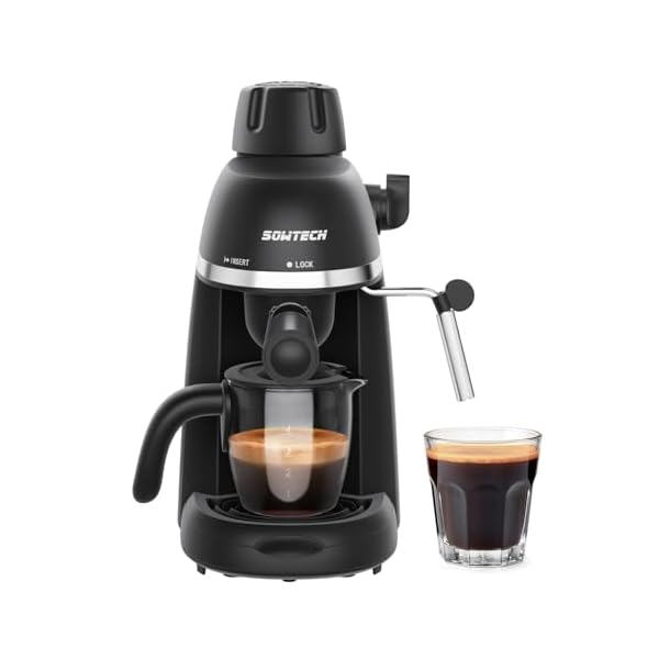 Espresso Coffee Machine Cappuccino Latte Maker 3.5 Bar 1-4 Cup with Steam Milk Frother, Black