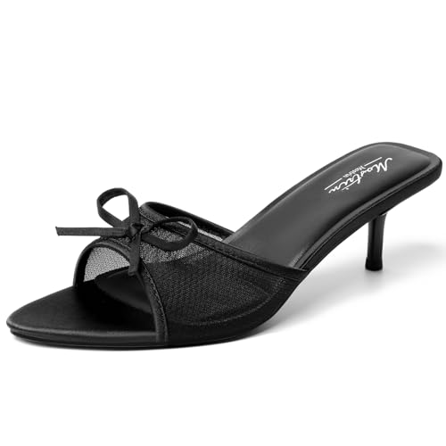 Image of Mostrin Kitten Heels for Women Pointed Toe Vintage Mules Heels Sexy Slip on Stiletto Backless Sandals for Party Wedding Daily