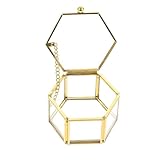FOMIYES Vintage Schmuckkästchen aus Glas Kompakte Ringbox mit Kupferbeschlag Klarer Schmuckorganizer für Zuhause und Reisen