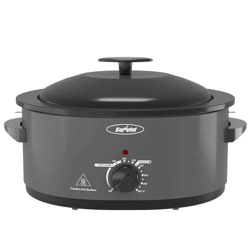 Image of Sunvivi Electric Roaster Oven for Small Families, 8QT Portable Roaster with Self-Basting Lid Defrost & Keep Warm, Adjustable Temp 150F-450F for Baking, Slow Cooking, Buffet Serving & RV Camping