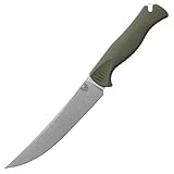 Benchmade - Meatcrafter Fixed Blade Knife with Dark Olive Santoprene Handle, 6' Trailing Point (15500-04)