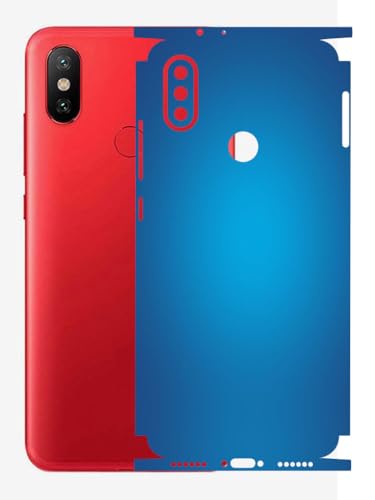 Image of AtOdds - Full Body Back Screen Guard Protector Film - Lamination Wrap Skin Sticker Compatible with Xiaomi Mi A2 | Scratchproof Matte Finish (Design - Aqua Blue)