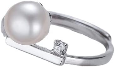 NONNYL Freshwater Cultured White Real Pearl Open End Ring for Women, Christmas Gifts for Wife Mom, Anniversary Birthday Fine Jewelry Gifts for Her