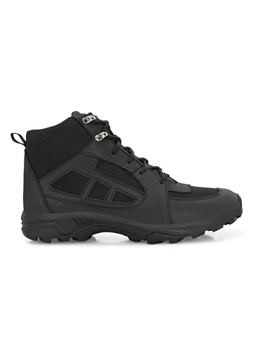 Image of Leo Fitness Waterproof Outdoor Trekking Boots | Black Hiking Boots with Cushioned Footbed, Anti-Slip Rubber Sole