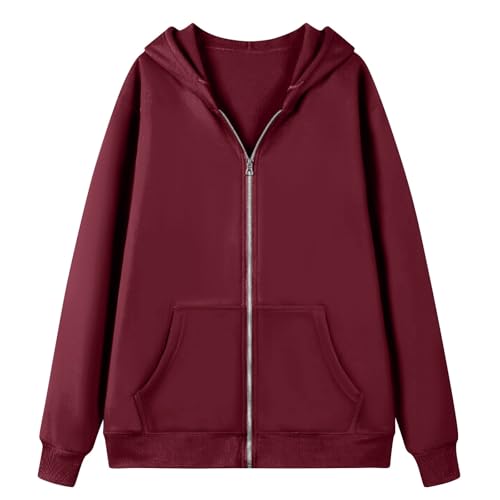 Zip Up Hoodie Women Oversized Hooded Sweatshirt Fall Winter Fleece Long Sleeve Tops Drop Shoulder Jacket With Pockets4