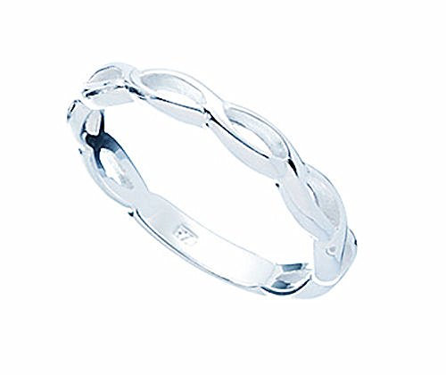 TF anillo trenzado fino, tamaño: 17, plata de ley 925