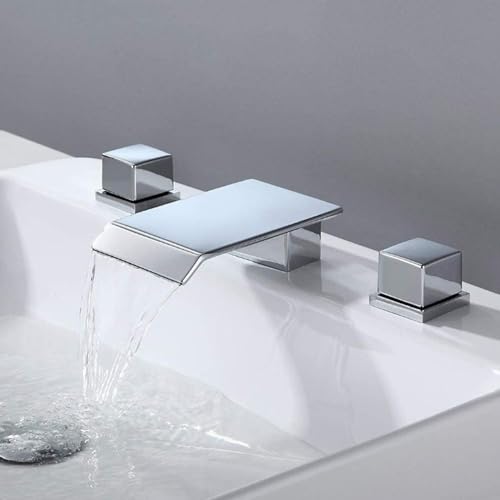 Robinet de bassin 3 trous mitigeur cascade en chrome pour salle de bain moderne