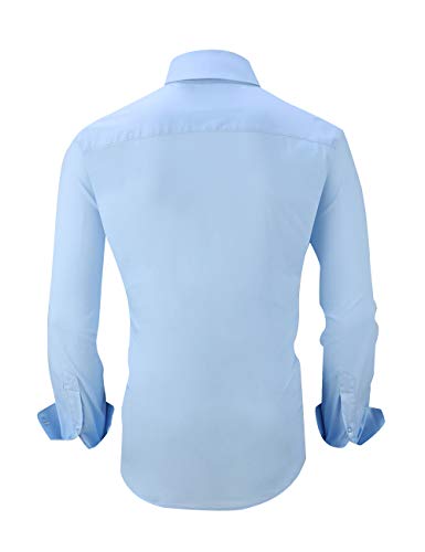 Monlando Mens Dress Shirts Long Sleeve Regular Fit Cotton Stretch Men Casual Button Down Shirt, Blue, Xlarge #TOP1