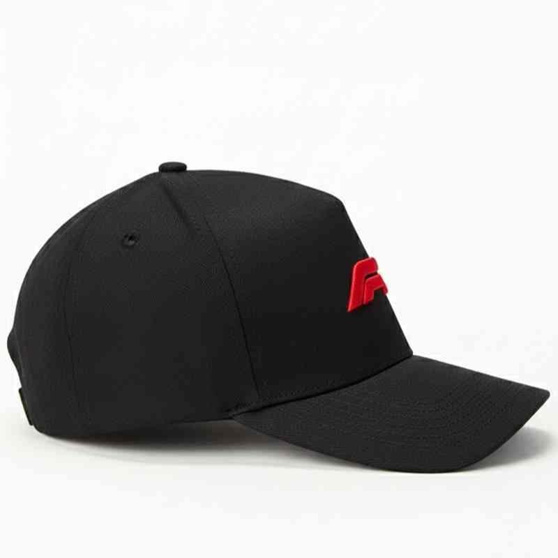 Image of Formula 1 (F1) Classic Baseball Cap, Black with Red Embroidered Logo, Adjustable Fit