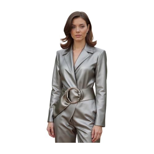 Women Fashion Corset Wide Belt Waistband High Waist Hip S M L Metallic Gray Pewter4