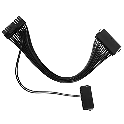 Yeworth Dual PSU Power Supply 24Pin Adapter for ATX Motherboard, 24-Pin Chassis Power Interface Extension Cable Cord - 1ft/30cm