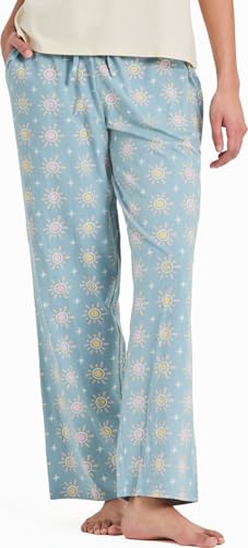 Life is Good. Women's Hello Sunshine Pattern Snuggle Up Sleep Pant, Smoky Blue